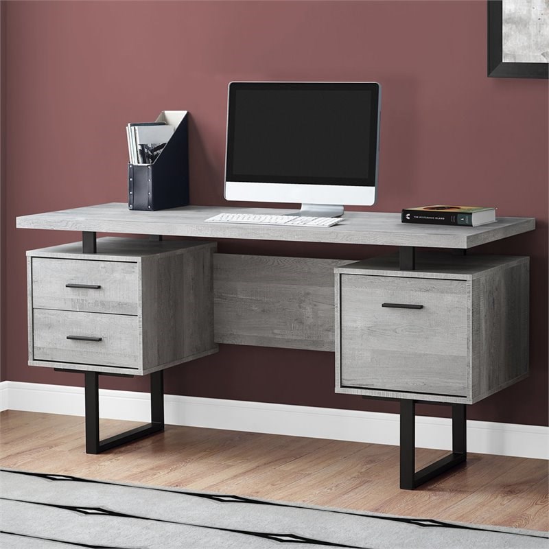 Monarch 3 Drawer Writing Desk in Gray and Black | Homesquare