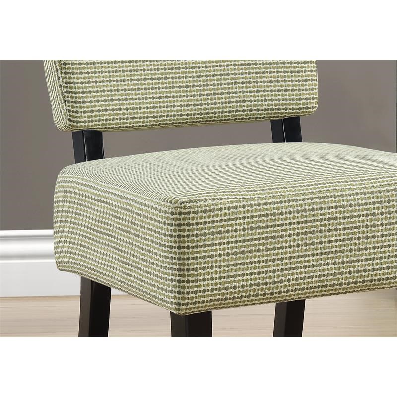 Monarch Abstract Dot Contemporary Fabric & Wood Accent Chair in Light/Dark Green
