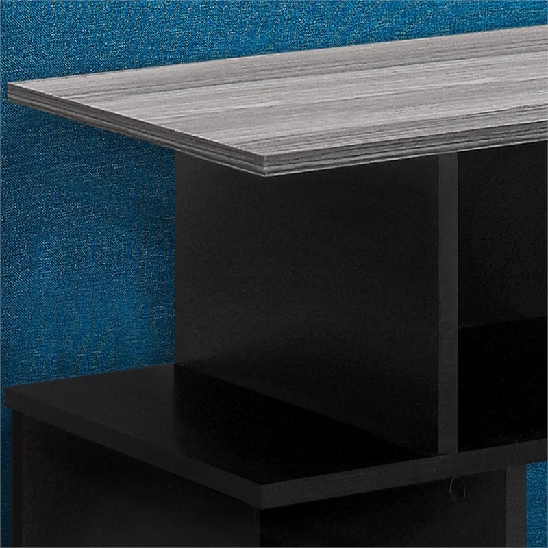 Monarch Contemporary Open Storage Wooden End Table in Black and Gray