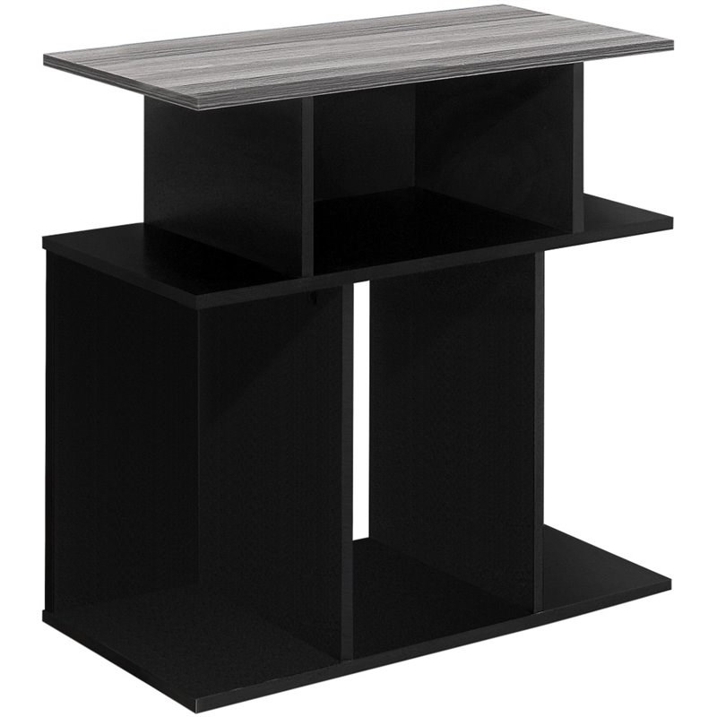 Monarch Contemporary Open Storage Wooden End Table in Black and Gray
