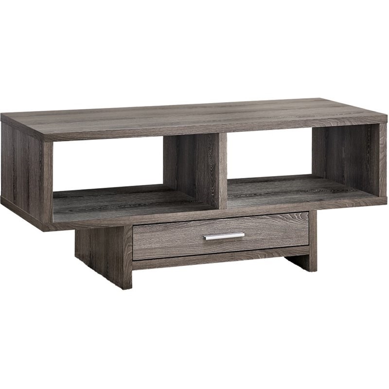 Monarch 2 Cubby Contemporary Spacious Storage Coffee Table in Dark Taupe