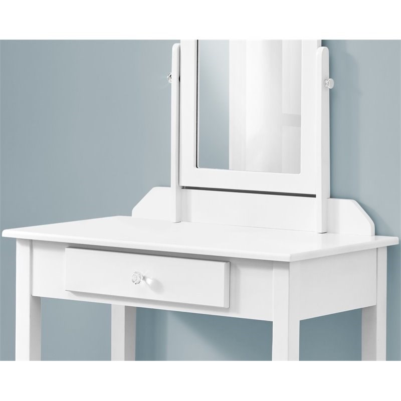 monarch contemporary wooden bedroom vanity with mirror in white i 3326