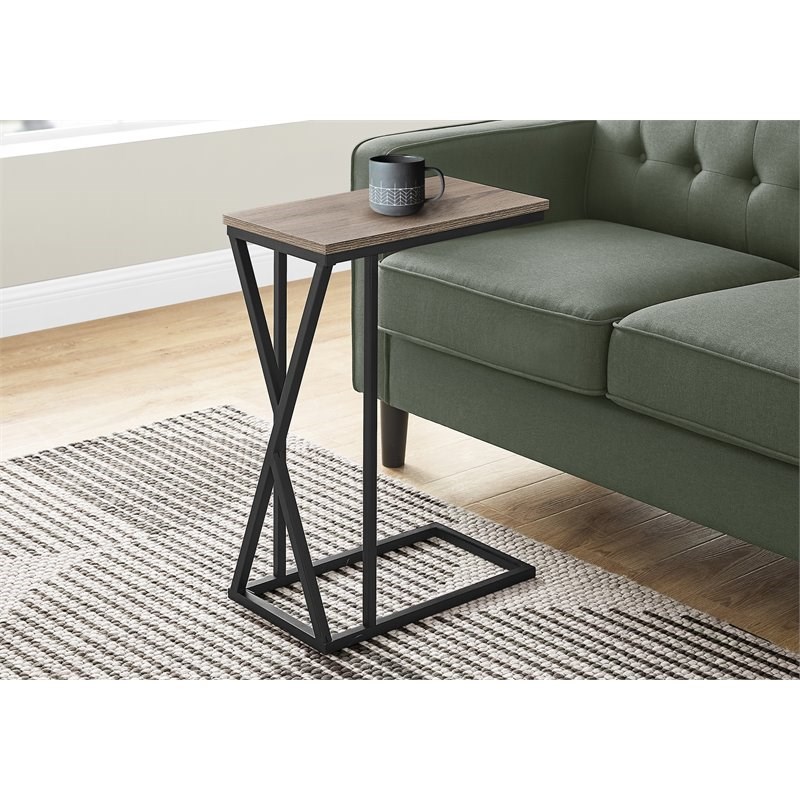 Monarch Metal C Shaped End Table in Black and Dark Taupe Homesquare