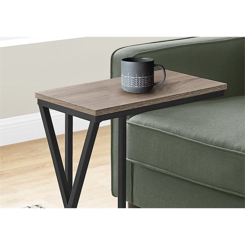 Monarch Metal C Shaped End Table in Black and Dark Taupe | Homesquare