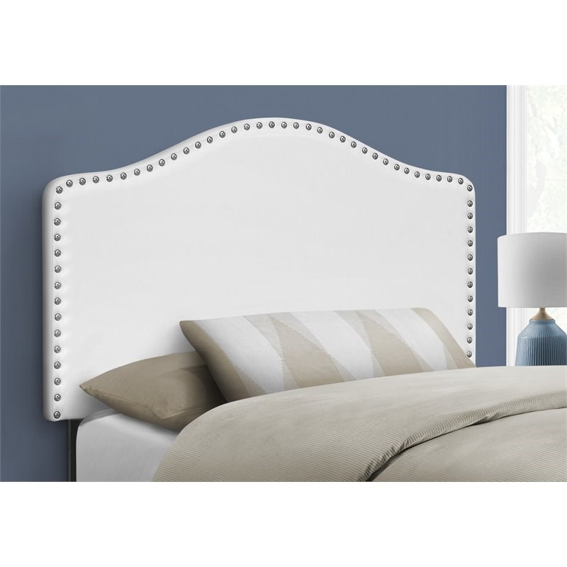 Monarch Twin Faux Leather Nailhead Trim Upholstered Panel Headboard in