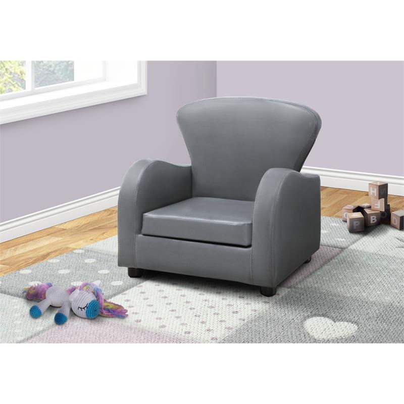 Monarch Specialties Juvenile Lounge Chair with Comfortably Padded in Gray