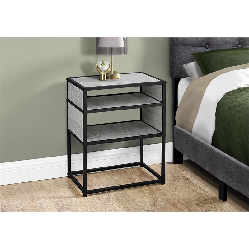 Monarch Specialties 2 Shelves Modern Metal Accent Table in Gray