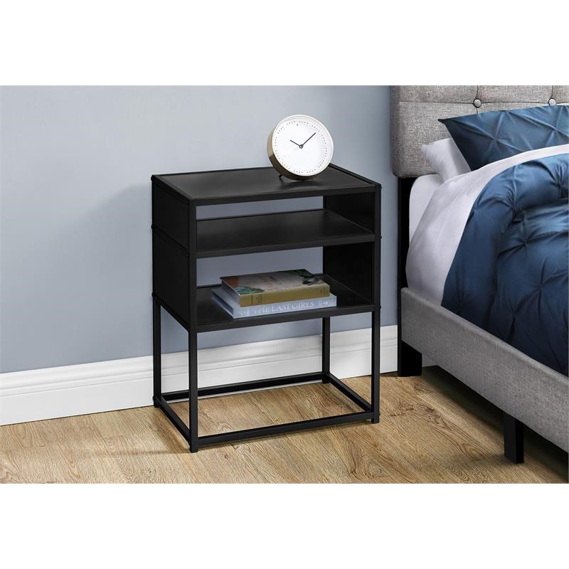 Monarch Specialties 2 Shelves Modern Metal Accent Table in Black
