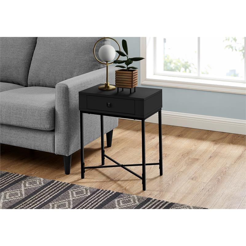 Monarch Specialties 1-Drawer Contemporary Metal Accent Table in Black