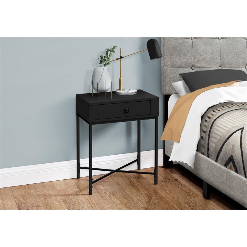 Monarch Specialties 1-Drawer Contemporary Metal Accent Table in Black