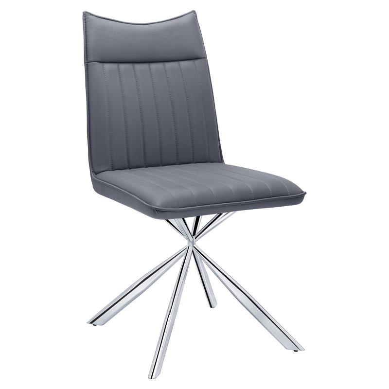Monarch Specialties Flared Chrome Leg Metal Dining Chair in Gray (Set of 2)