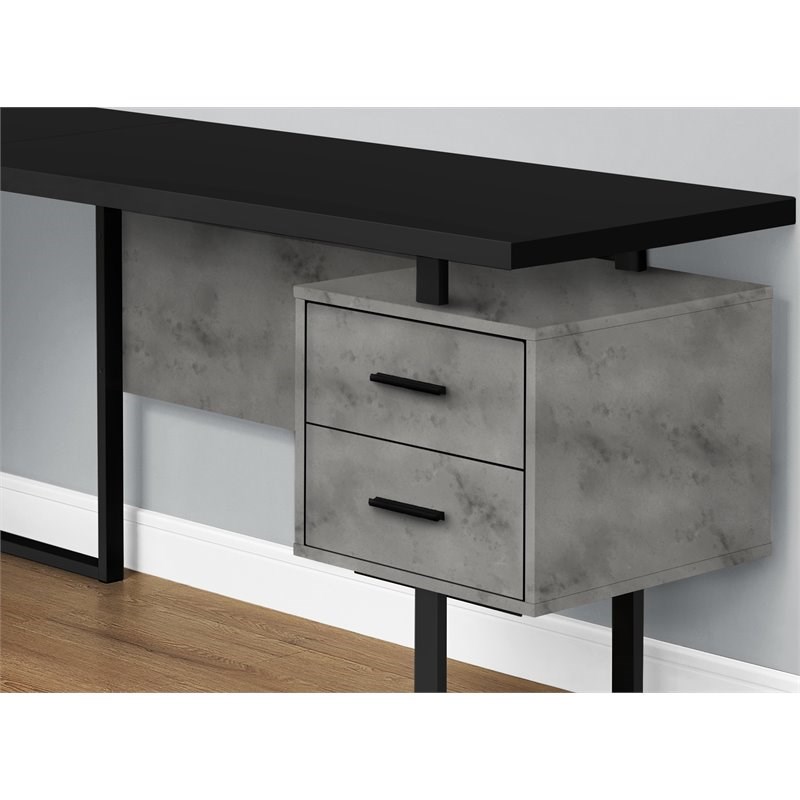 Monarch Reversible Wooden L Shaped Corner Computer Desk in Black and Gray