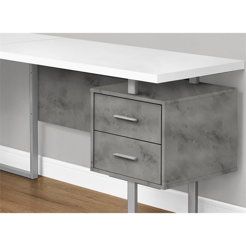 Monarch Reversible Wooden L Shaped Corner Computer Desk in White and Gray