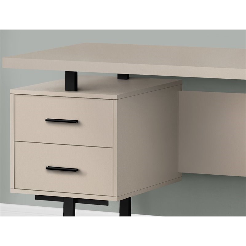 Monarch Revesible Wooden Floating Desktop Computer Desk in Taupe and Black