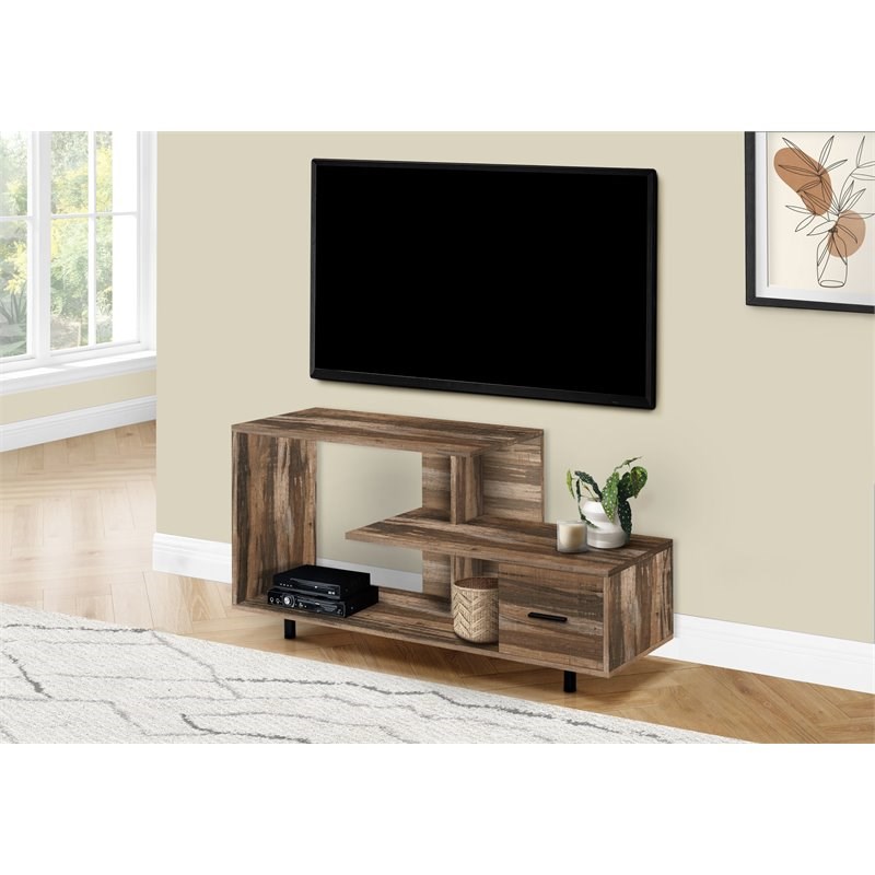 Monarch 1-Drawer Metal & Wood-Look TV Stand for TVs up to 42