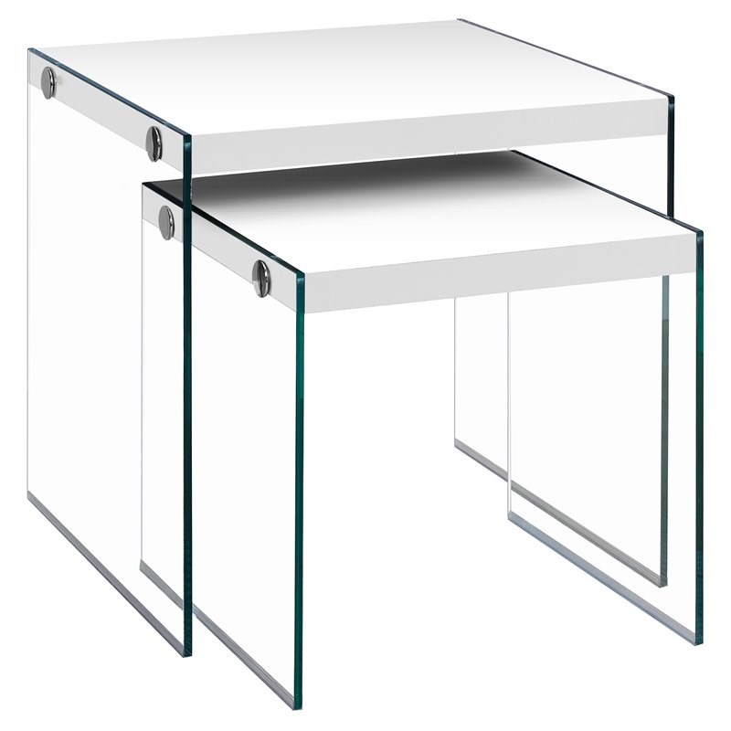 Monarch 2 Piece Nesting Table Set in Glossy White