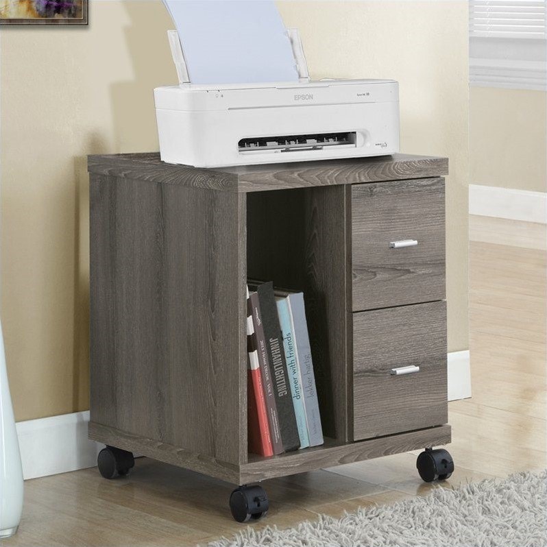 Monarch Computer Printer Stand with Castors in Dark Taupe