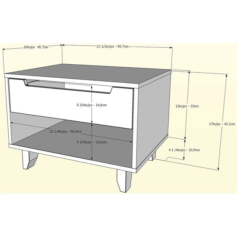 Nexera Modern 1 Drawer Open Shelf Wood Nightstand in White Melamine