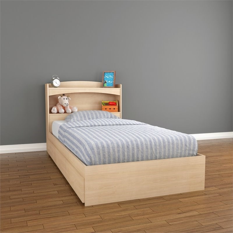 Nexera 373905 Alegria Twin Size Bed 3-Drawer Natural Maple