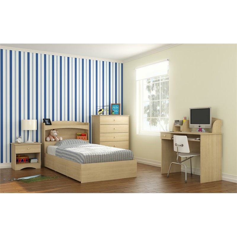 Nexera 373905 Alegria Twin Size Bed 3-Drawer Natural Maple