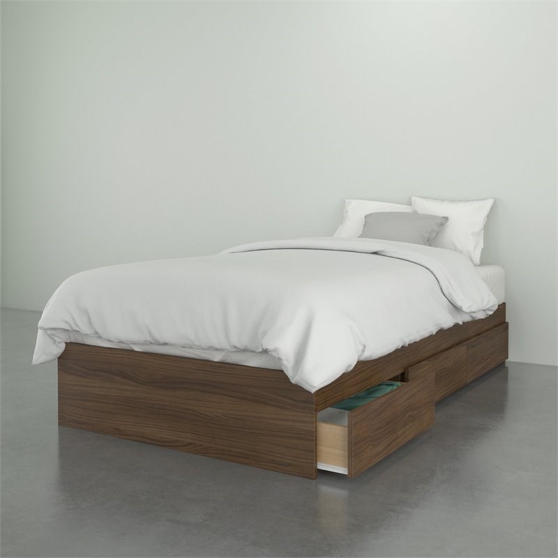Nexera 373931 Twin Size Bed 3-Drawer Walnut
