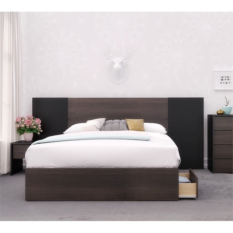 Nexera Grizzly Full Size Bedroom Set in Ebony and Black