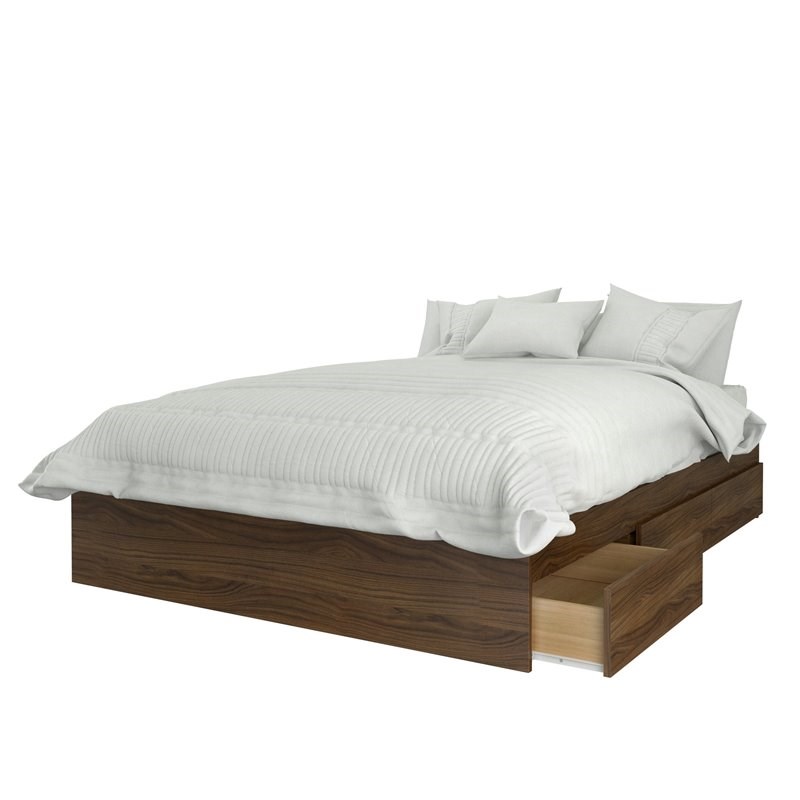 Nexera 3 Piece Full Size Bedroom Set Walnut and White