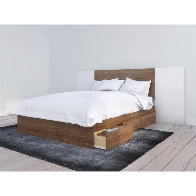 Nexera 3 Piece Full Size Bedroom Set Walnut and White