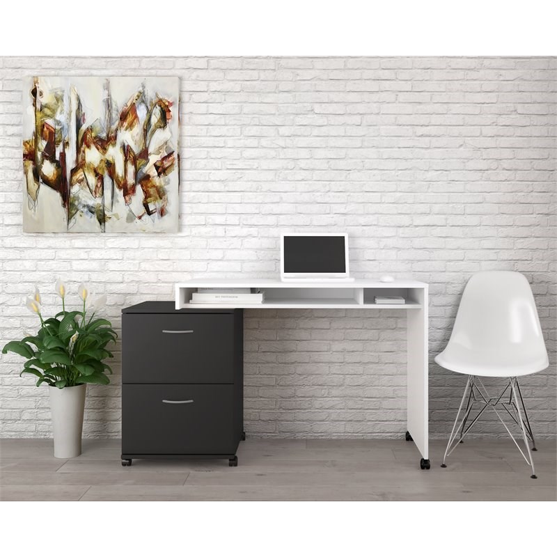 Essentials 2 Piece Home Office Set White and Black