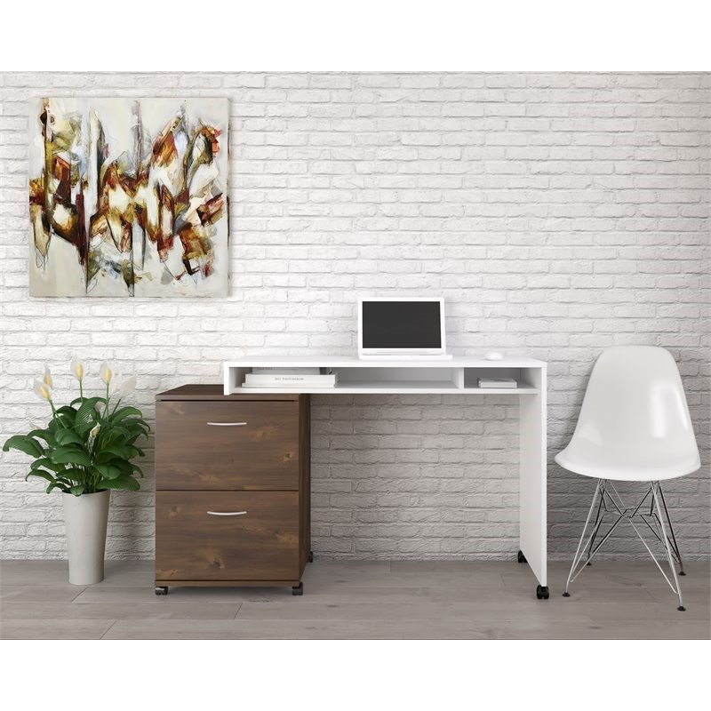Essentials 2 Piece Home Office Set White and Truffle