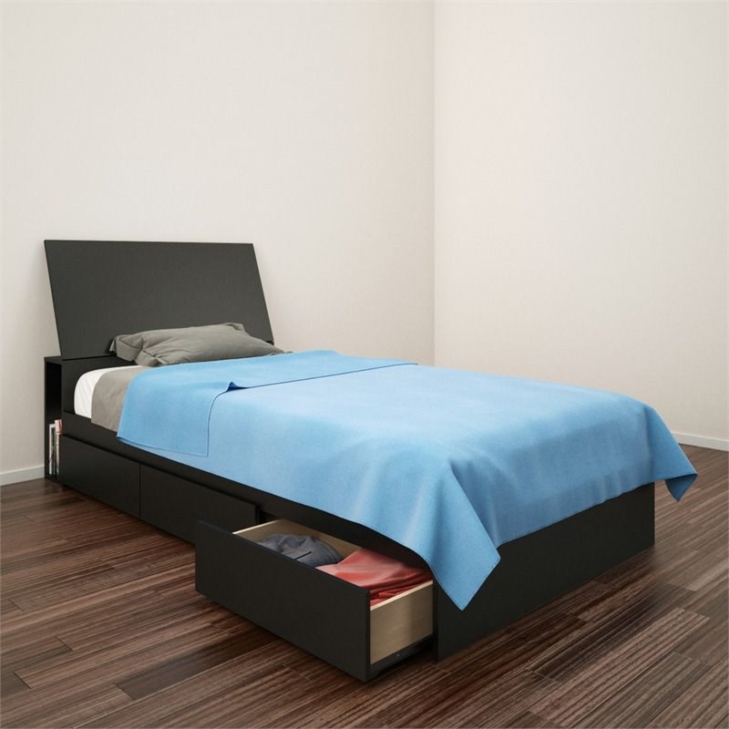 Nexera 373906 Avenue Twin Size Bed 3-Drawer Black