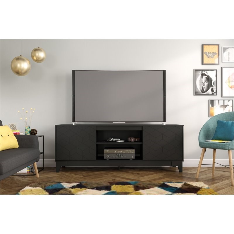 Nexera 402319 Hexagon TV Stand 72 inch Black