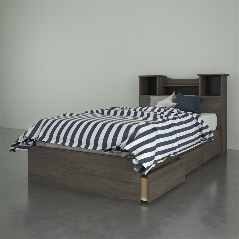 Pocono 2 Piece Twin Size Bedroom Set  Bark Grey