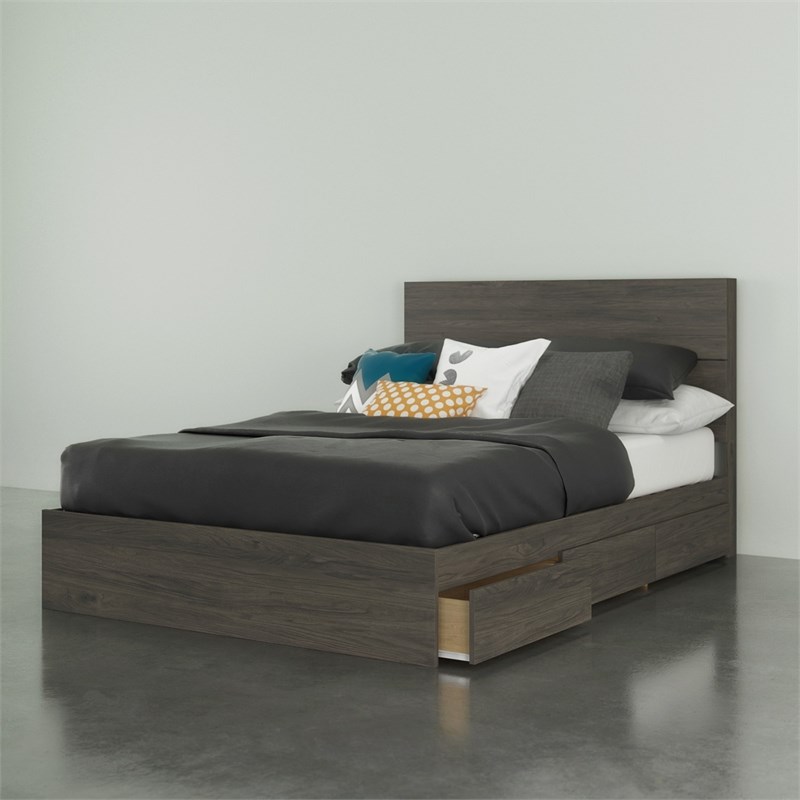 Nexera 2 Piece Full Size Bedroom Set  Bark Grey