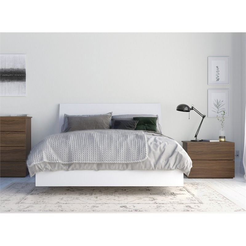 Solstice 3 Piece Full Size Bedroom Set  Walnut and White