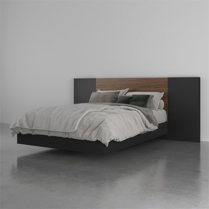 Mantra 3 Piece Full Size Bedroom Set  Walnut and Black