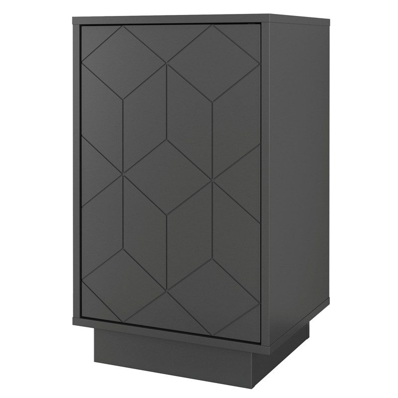 Nexera 420149 Nightstand 1 Door Charcoal Gray in Engineered Wood