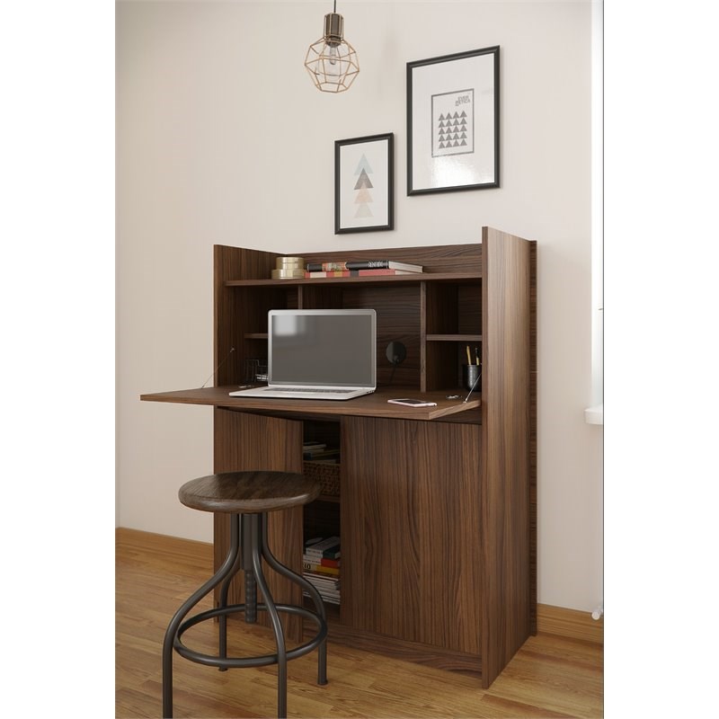 Nexera 351631 Chrono Secretary Desk Walnut (Brown) in Engineered Wood