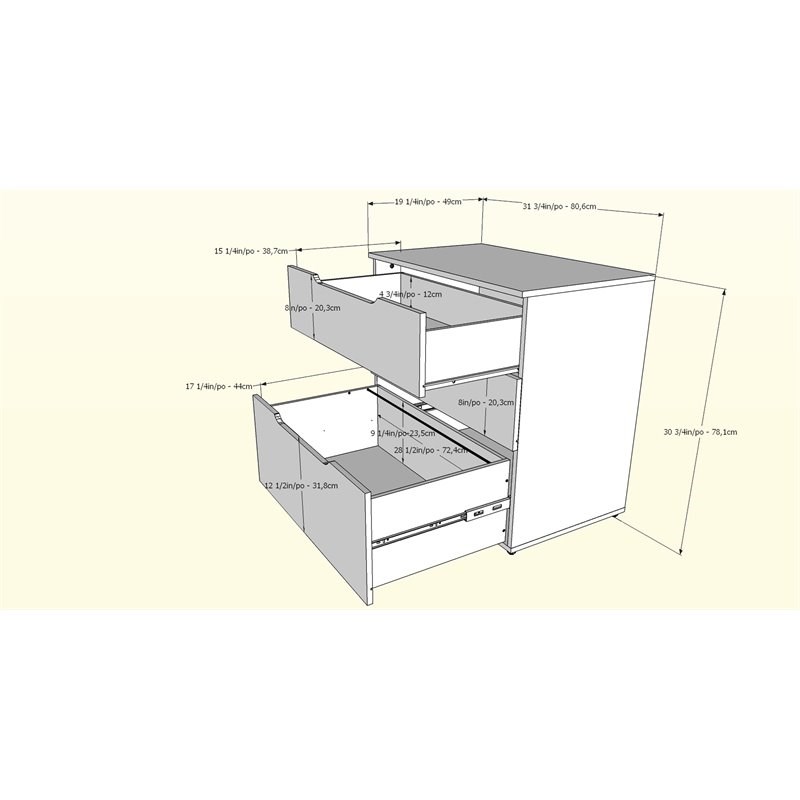 Nexera 600362 Arobas 3Drawer Storage and Filing Cabinet Nutmeg