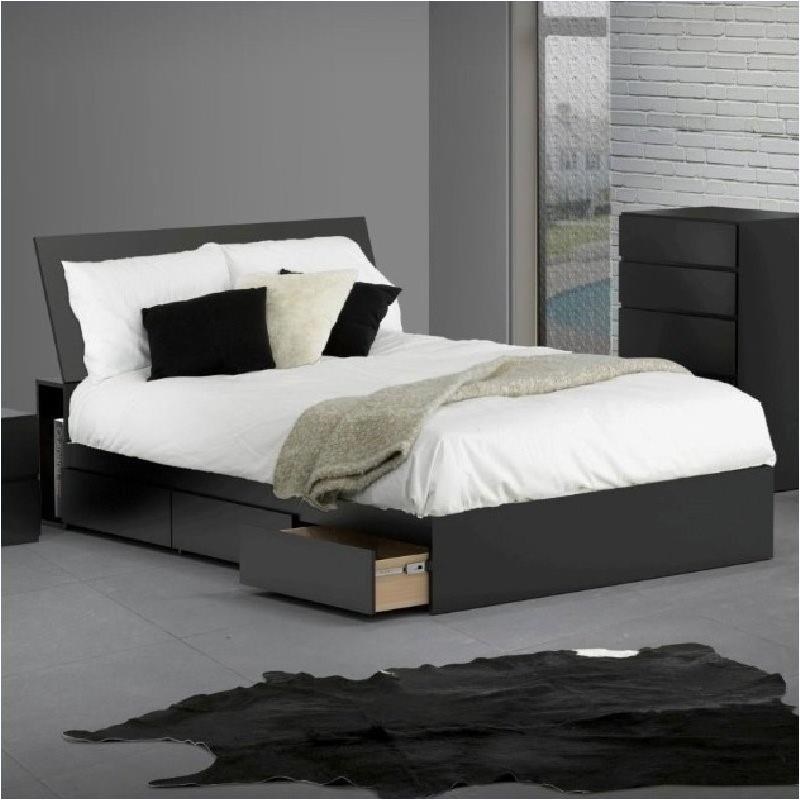 Angled Panel Headboard With Storage, Full Size Headboard With Storage Black