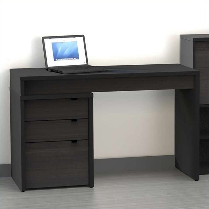 Nexera Sereni-T 3 Drawer Reversible Desk in Black and Ebony