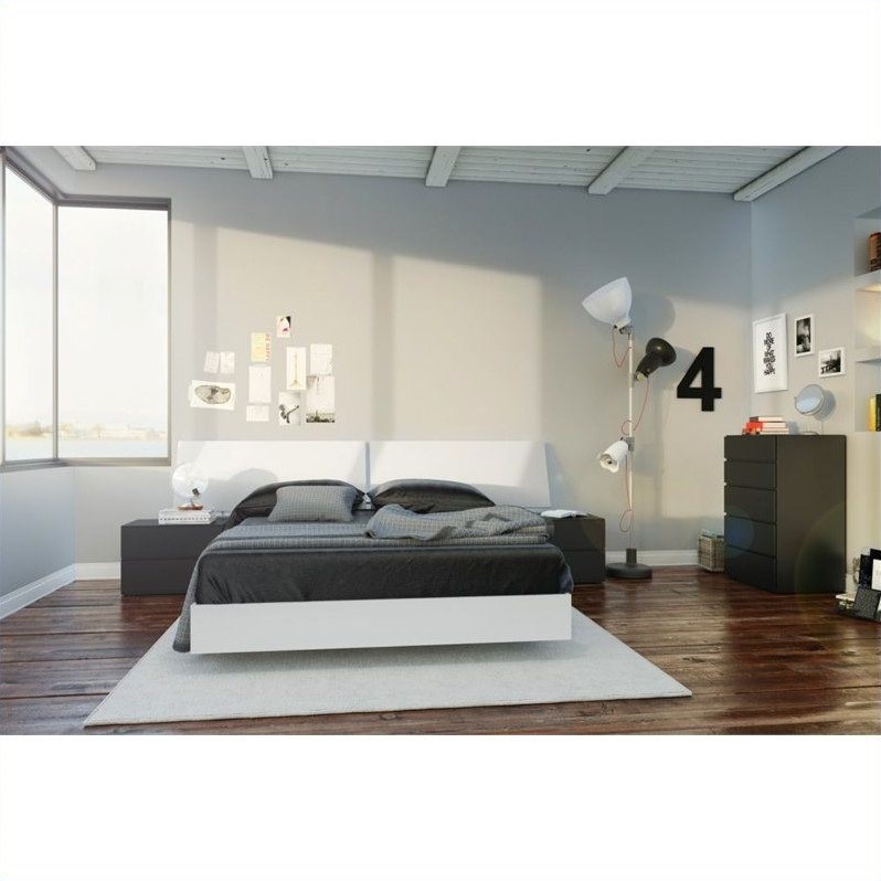 Nexera 345403 Full Size Platform Bed, White Full Size Platform Bed With Headboard