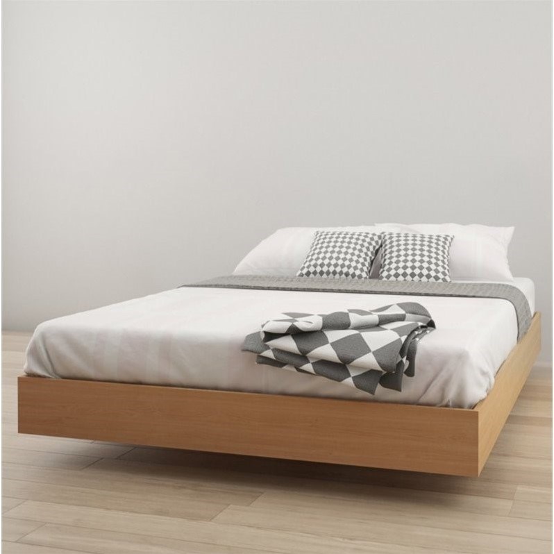 Nexera Queen Modern Wood Platform Bed in Natural Maple Finish | Homesquare