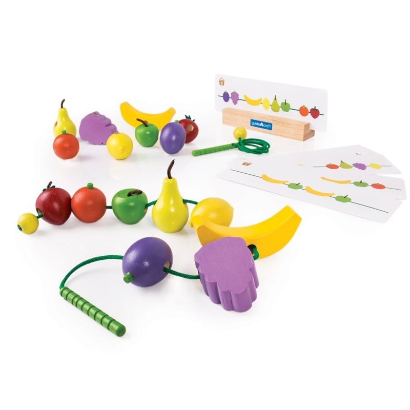 Guidecraft Manipulatives Wood Count and Lace Fruit in Multi-Color