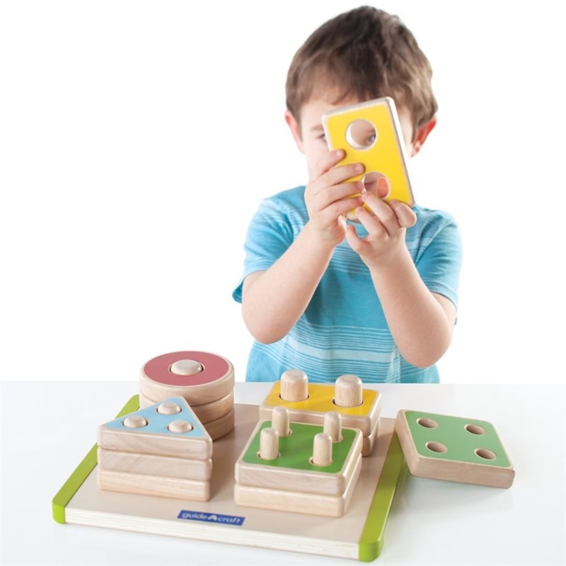 Guidecraft Manipulatives Plastic Sort and Stack Shapes Puzzle in Multi-Color