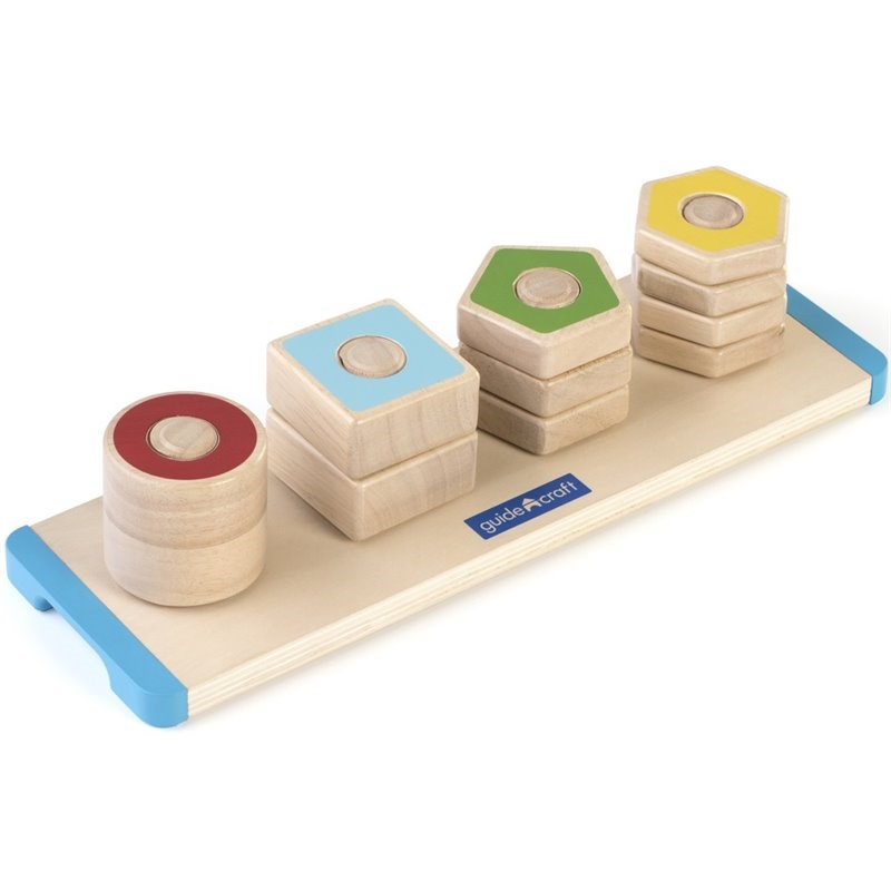 Guidecraft Manipulatives 11-Piece Wood Count and Twist Activity Board in Natural