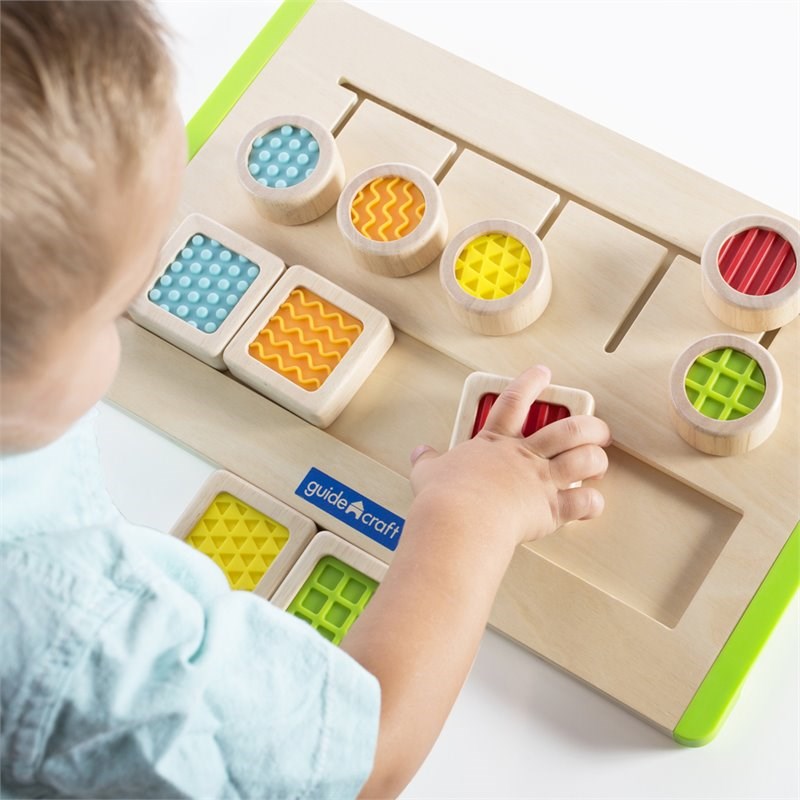 Guidecraft Manipulatives 11-Piece Wood Tactile Matching Maze Set in Multi-Color