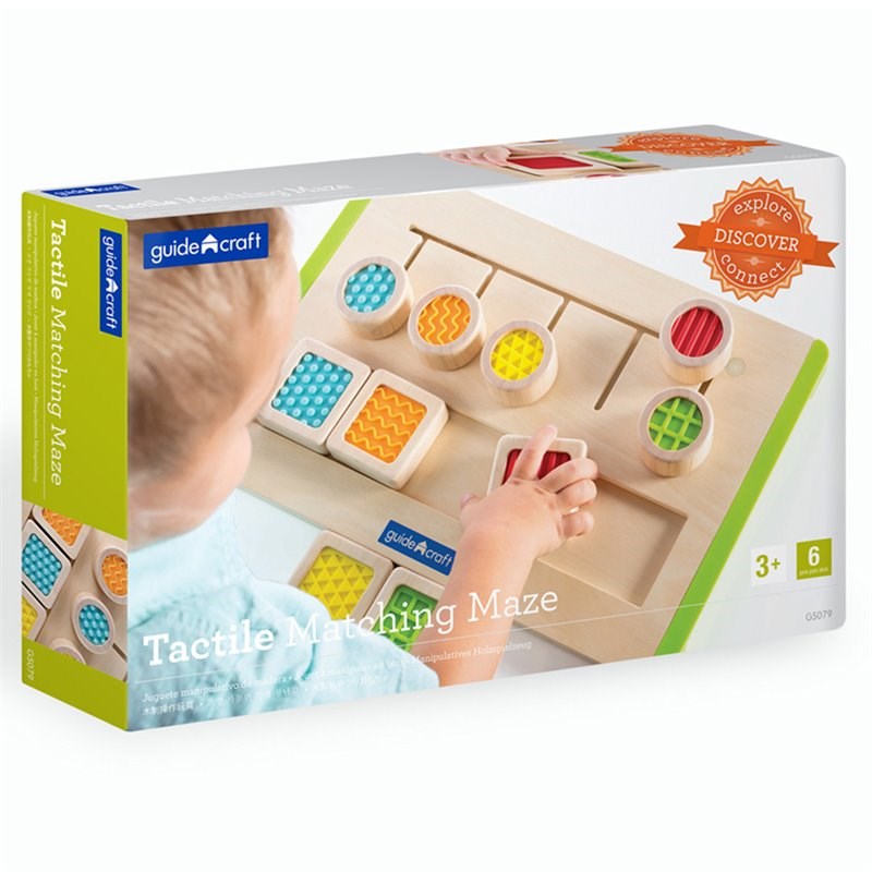 Guidecraft Manipulatives 11-Piece Wood Tactile Matching Maze Set in Multi-Color