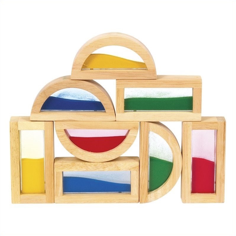 Guidecraft Hardwood Rainbow Sand and Wood Blocks in Multi-Color