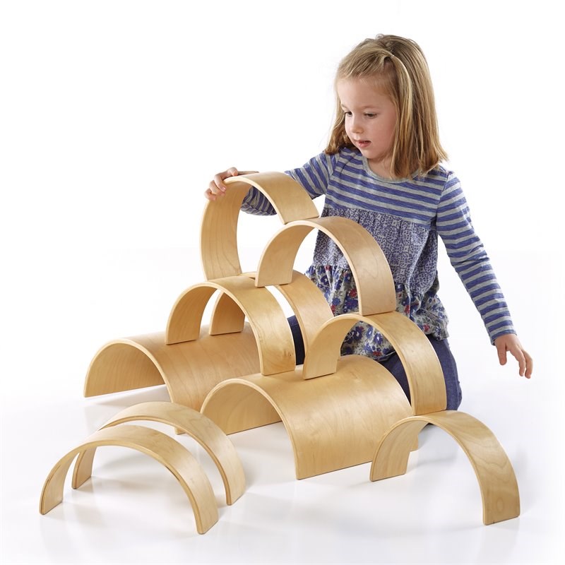 Guidecraft Birch Wood Building Arches and Tunnels Set in Natural